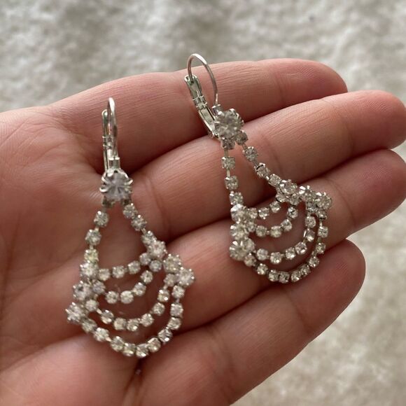 Costume Jewelry Rhinestone Chandelier Earrings - Picture 2 of 3